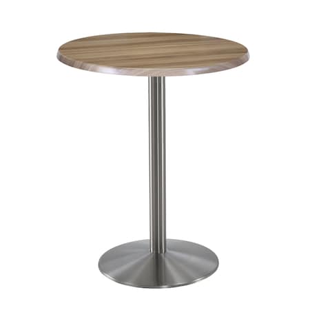Holland Bar Stool Co 42" Tall OD214 Stainless Steel Table Base 22" Diameter 30" Diameter Natural Top OD214-2242SSOD30RNat